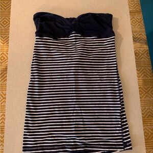 2000s striped strapless mini dress